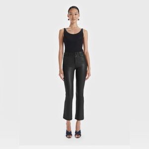 Mother Denim The Insider Ankle Black Faux Leather Wax On Wax Off Jeans